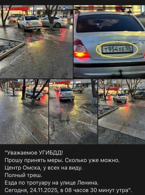 Омич проехал по тротуару на Ленина с поддельными номерами