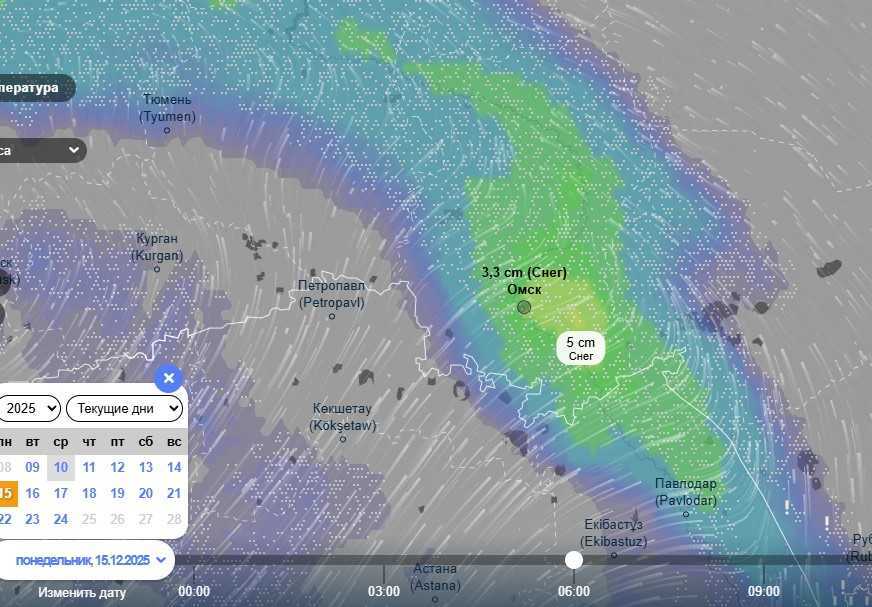 Мощный снегопад приближается к Омской области