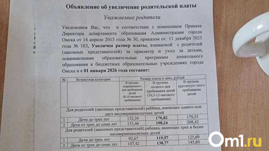 В Омске поднимут плату за детсады