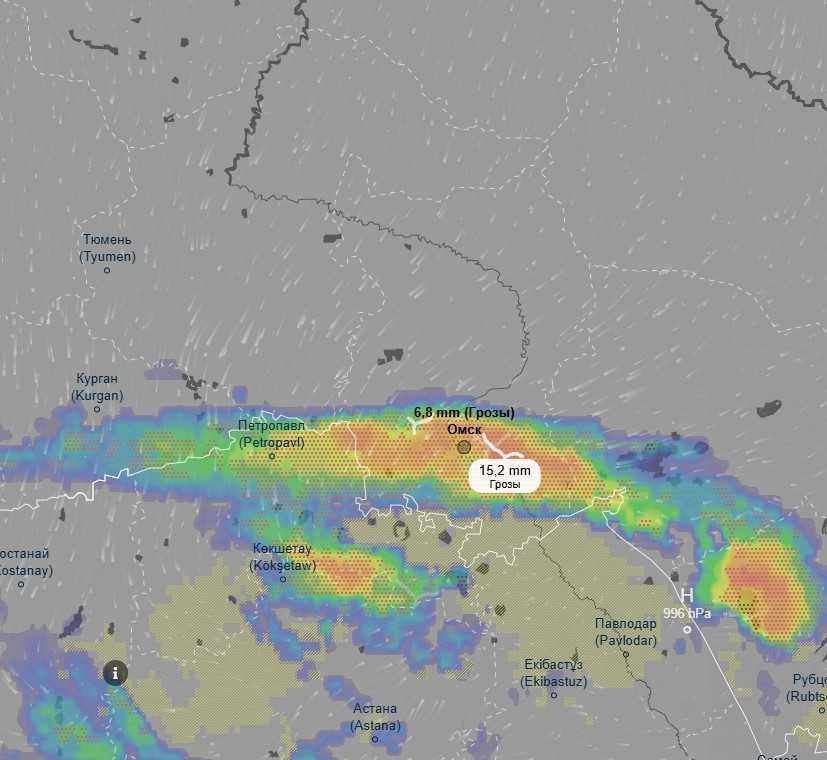 На следующей неделе Омск окажется в самом центре мощного грозового фронта