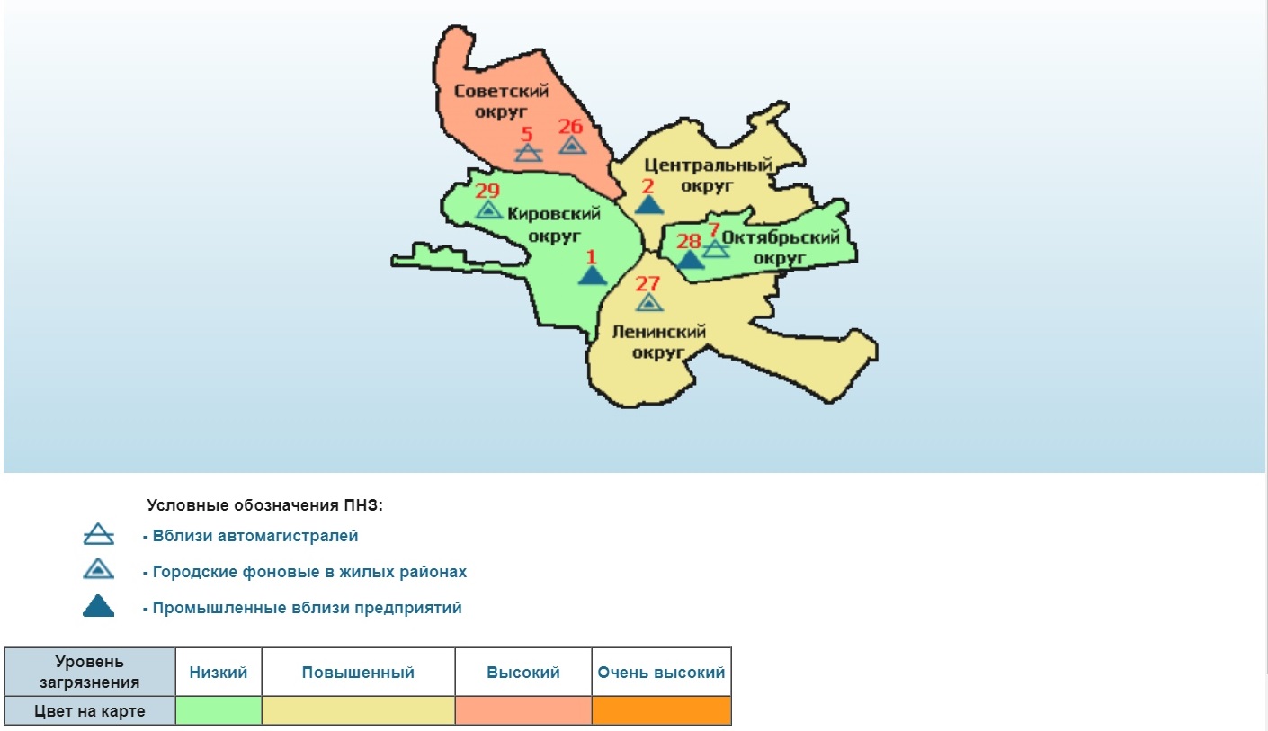 Карта загрязнения воздуха Омск