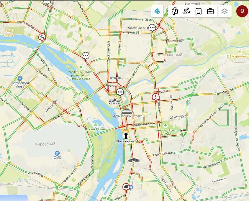 Омск сковали 9-балльные пробки