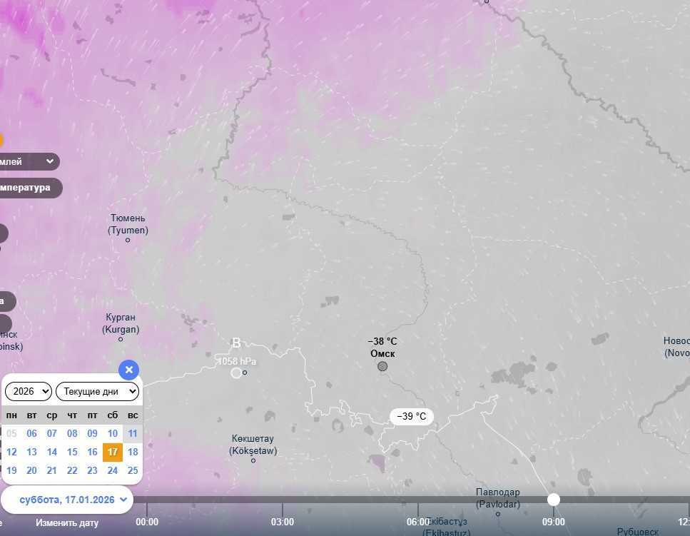 Арктический холод: Омск накроют затяжные морозы до –38 градусов