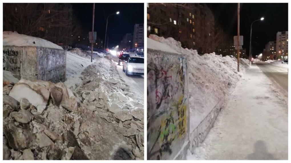 «Газону конец, деревья поломаны»: в Новосибирске начали сбрасывать грязный снег на озеленённые территории