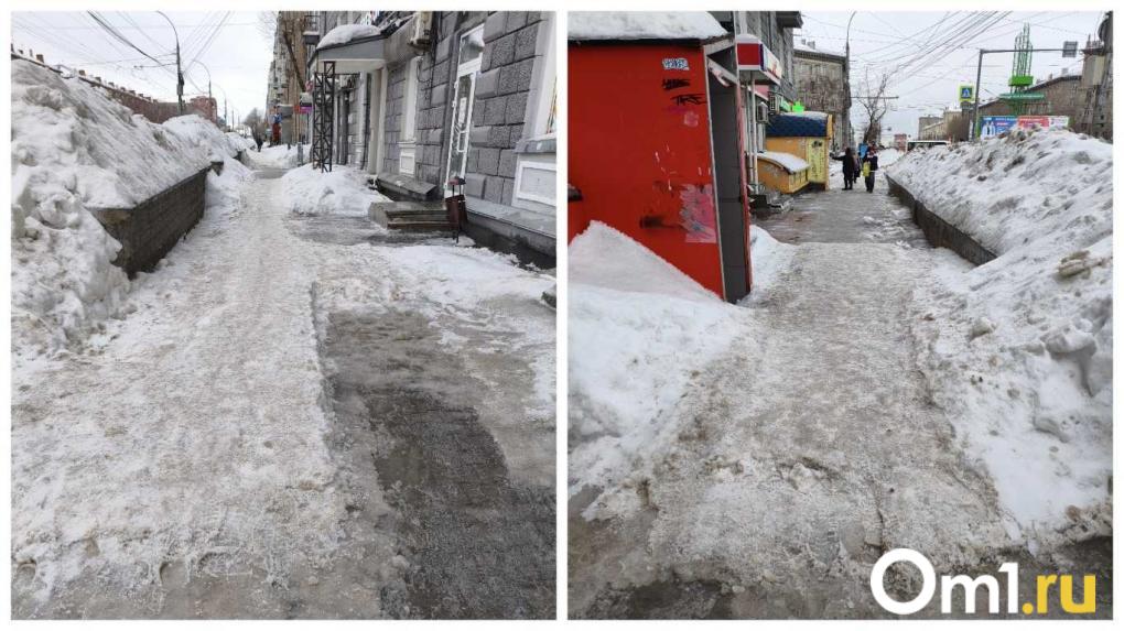 «Ходить невозможно»: тротуары Новосибирска превратились в снежную кашу после потепления
