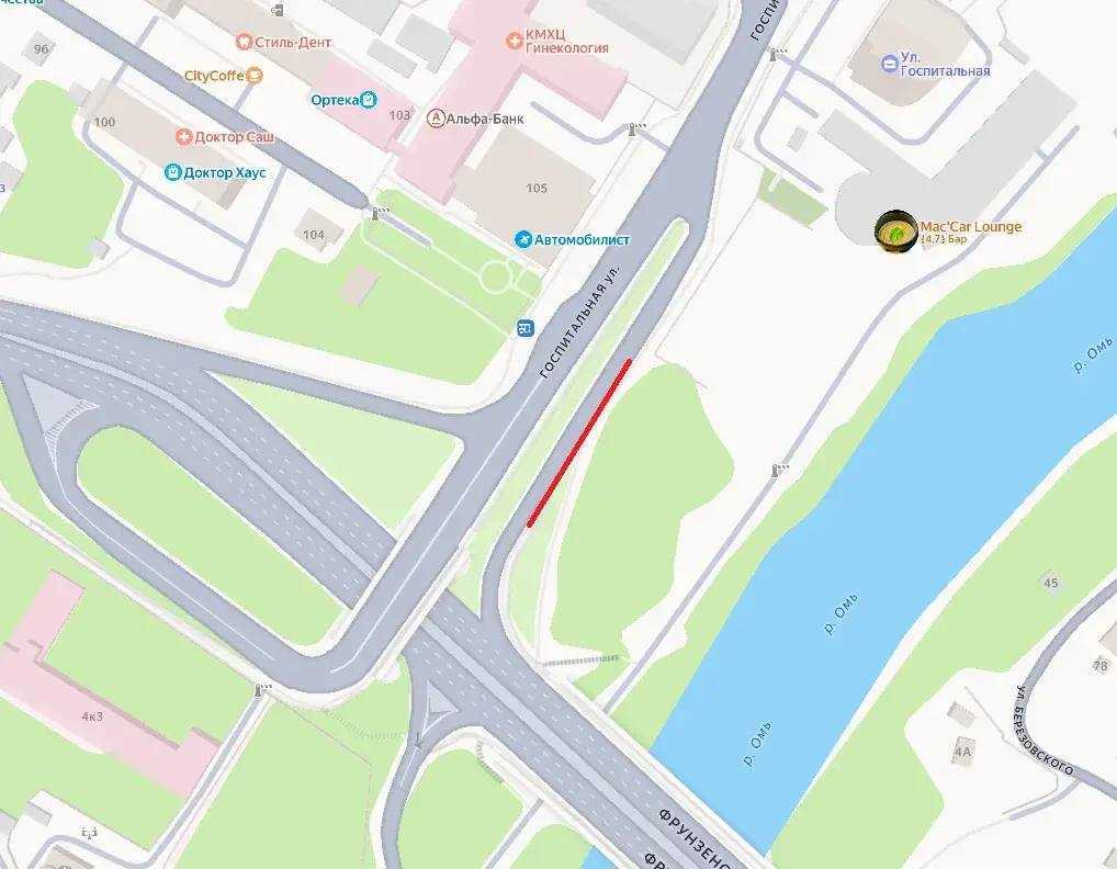 У Фрунзенского моста в Омске частично ограничили движение