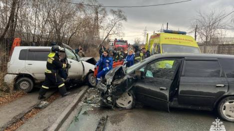 Сотрудники МЧС вызволили людей из автомобиля после ДТП в Новосибирске