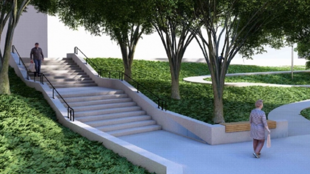 В Омске начали благоустраивать знаменитую лестницу к «Океану»