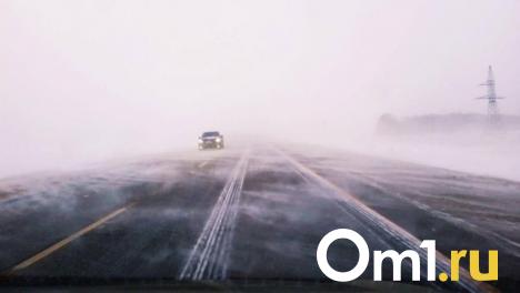 Трассы Омской области заметает из-за снежной бури