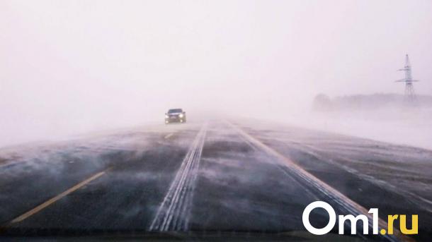 Трассы Омской области заметает из-за снежной бури