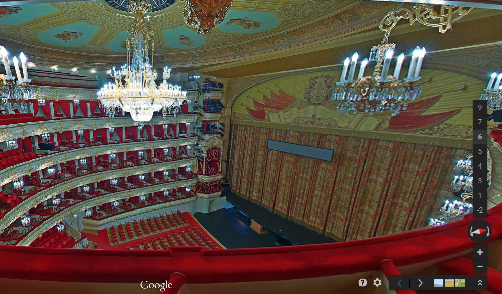 За кулисы, не выходя из дома: Google представил панораму Большого театра