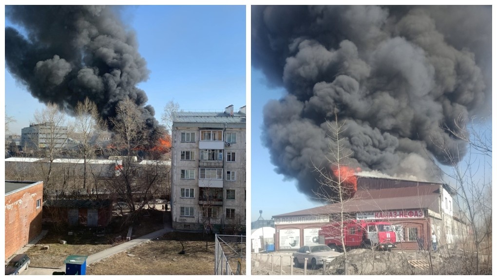 Столб дыма над городом: крупные склады загорелись в Новосибирске. ВИДЕО