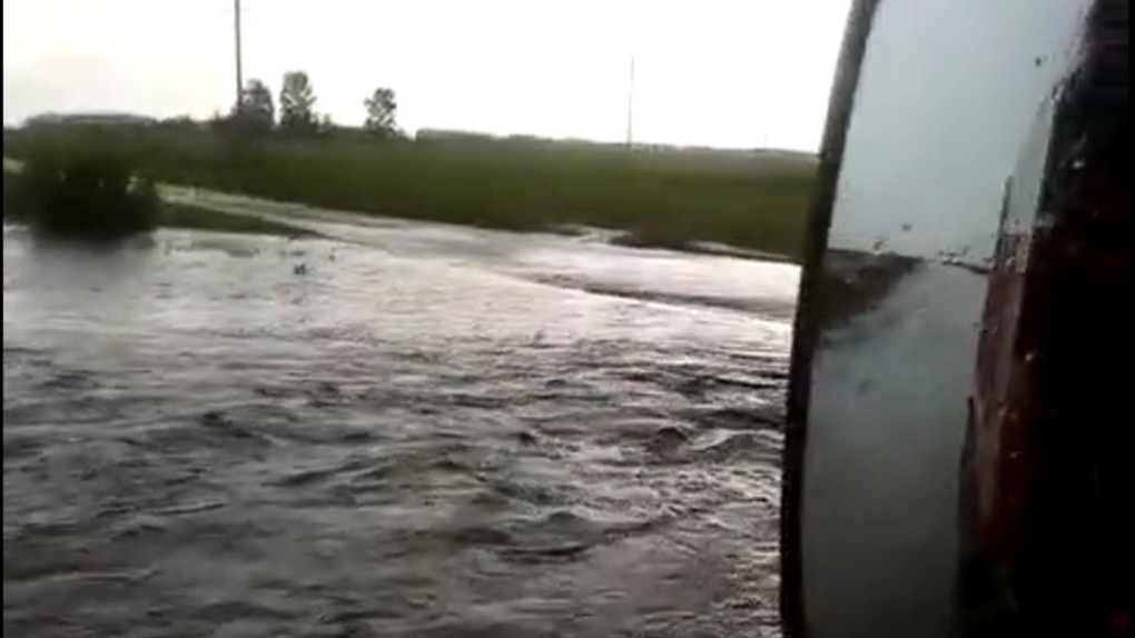 «Остались без урожая»: вода с полей затопила дорогу под Новосибирском. ВИДЕО