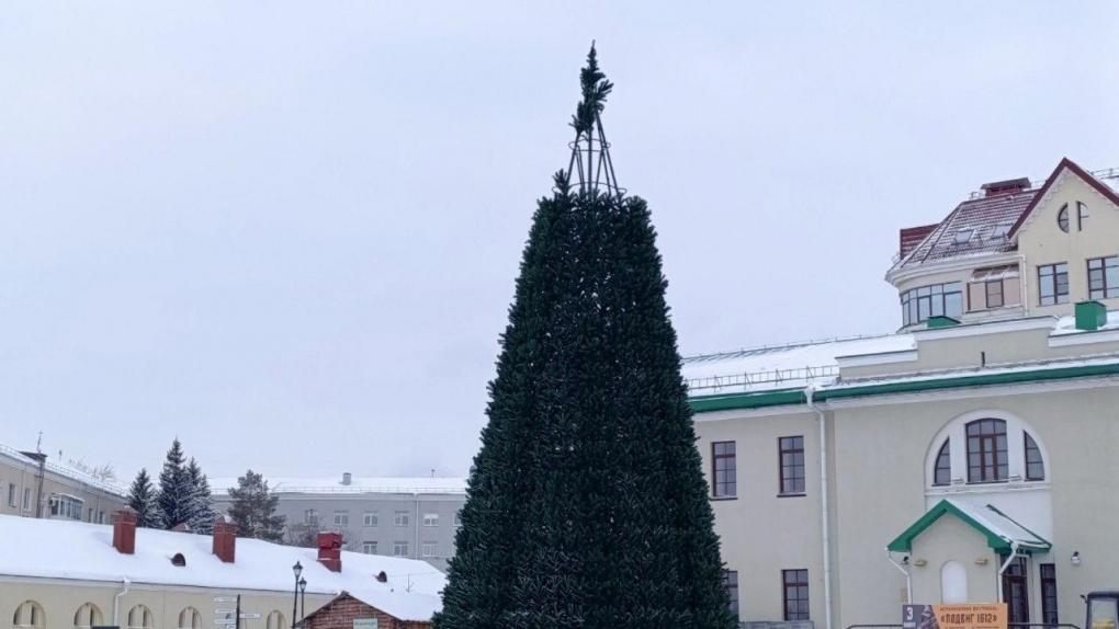 На территории Омской крепости устанавливают 15-метровую новогоднюю ёлку