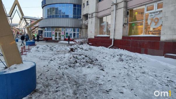 Большую новогоднюю ёлку у торгового центра в Омске убрали