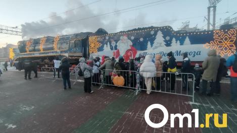 Новосибирцы уже полчаса не могут зайти в поезд Деда Мороза из-за очереди