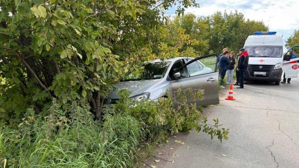 В Омске водитель умер за рулем: Volkswagen врезался в дерево