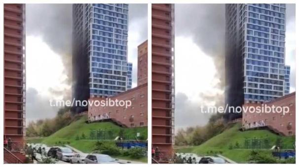 Строящееся здание «Горской Лагуны» охватил огонь в Новосибирске