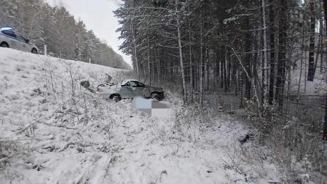 Под Новосибирском легковушка слетела с дороги и врезалась в дерево