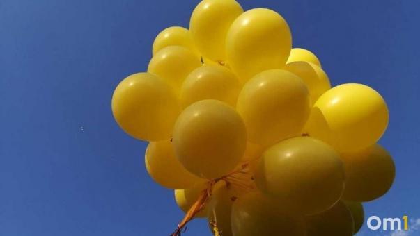 В омских Нефтяниках коммунальную яму украсили воздушными шарами
