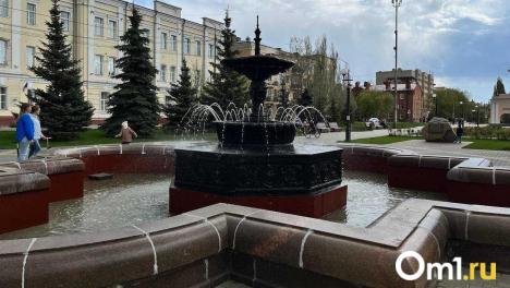 В Омске зажгли первый новогодний фонтан