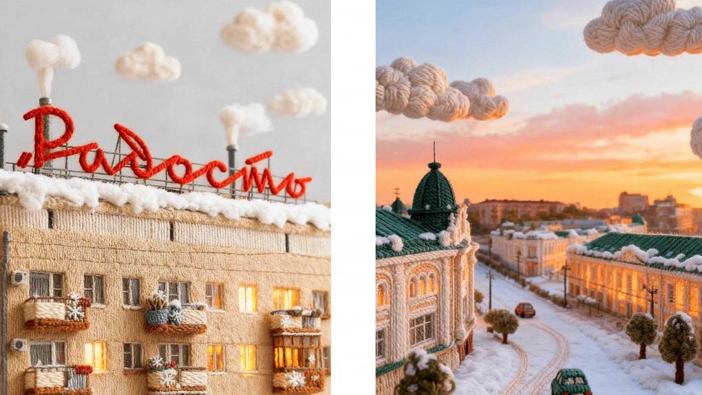 Мимимишность зашкаливает: блогер показал связанный из пушистой пряжи Омск