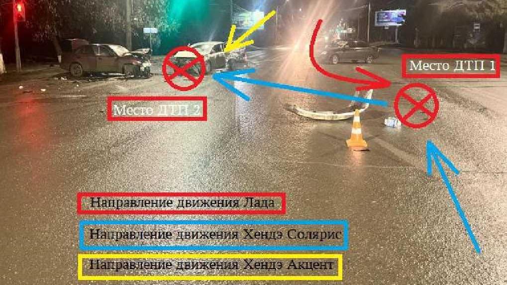 В Омске в ночном ДТП пострадали три машины и четыре человека