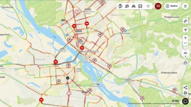 10-балльные пробки сковали улицы Новосибирска