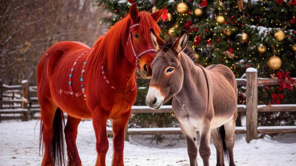 В Орехово-Зуеве вместо лошади к Новому году поставили осла