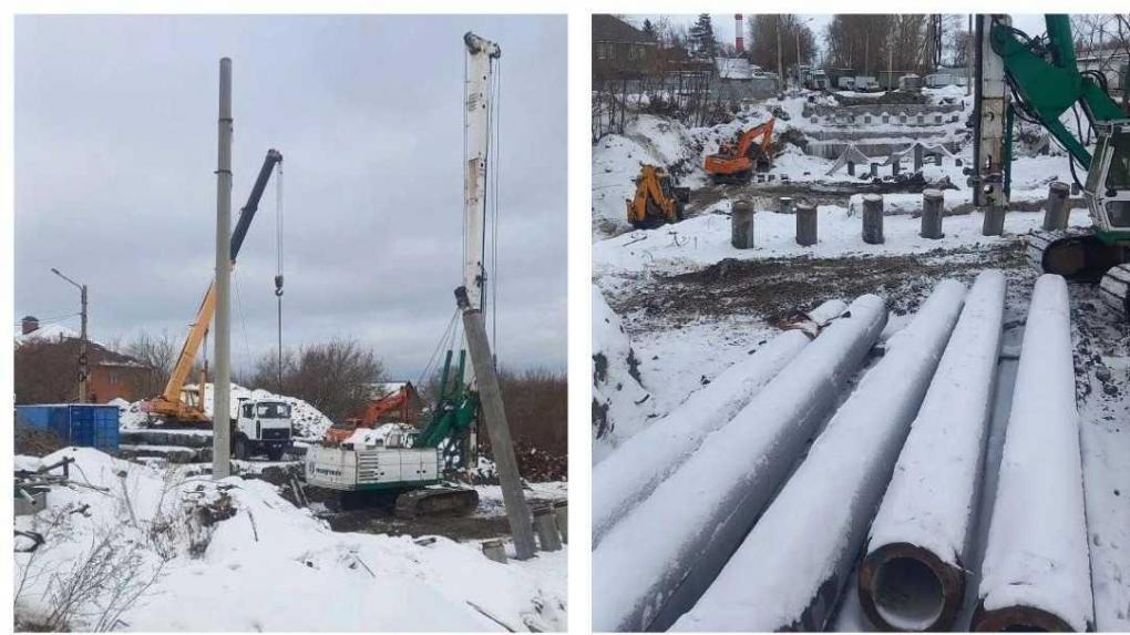 В Новосибирске начали устанавливать сваи для моста на улице Петухова