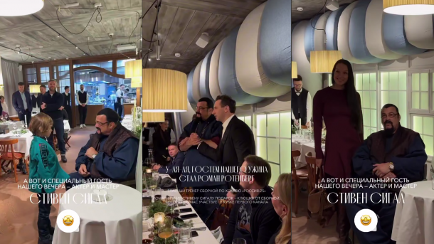 Стивен Сигал встретился с хоккейным тренером Ротенбергом в новосибирском ресторане