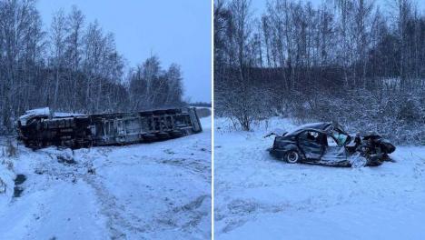 На трассе Тюмень – Омск водитель легковушки погиб после столкновения с фурой