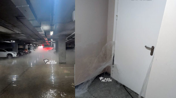 В двух новостройках Новосибирска произошли прорывы труб, затопившие подземные парковки