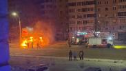 В Омске на Левобережье дотла сгорела маршрутка