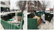 «Дети вынуждены выходить на проезжую часть»: новосибирцев обеспокоили стоящие на дороге мусорные баки