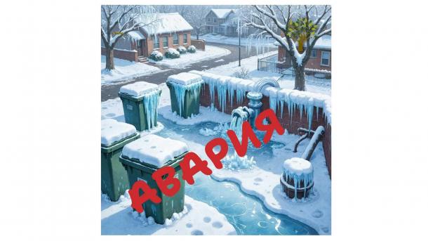 Что делать, если зимой прорвало водопровод рядом с мусорными баками