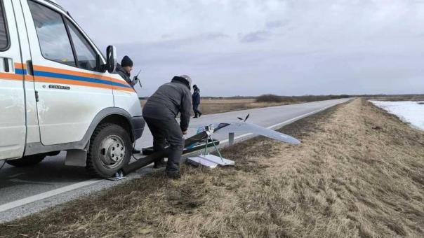 В Новосибирской области беспилотники обследовали реку Карасук для оценки паводковой обстановки