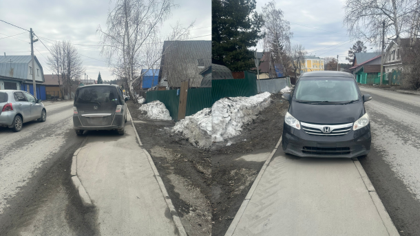 «Я паркуюсь как чудак»: в Первомайском районе Новосибирска водитель заблокировал тротуар