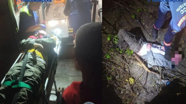Пьяный мужчина упал в трёхметровый овраг: спасатели вытаскивали его ночью в Новосибирске