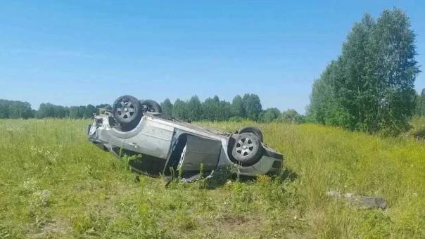 В Омской области на трассе перевернулась иномарка. В ней погибли два человека