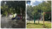 Трубу с кипятком у детской площадки прорвало в Новосибирске — двор залило горячей водой