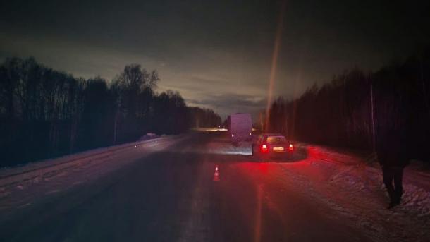 Под Новосибирском водитель легковушки выехал на встречку и влетел в грузовик