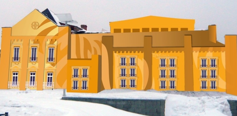 Фасад омск. Желтое здание Омск. Баннер на фасаде зданий в Уфе. Дом художников Омск фасад. Изображение на фасадах в Омске.