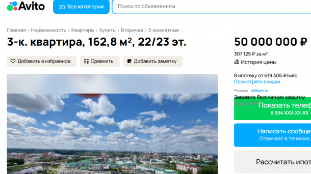 В Омске за 50 миллионов рублей продают квартиру с выходом на крышу