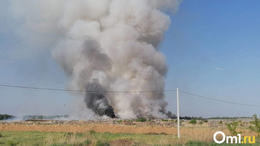 В Калачинском районе в жару загорелась городская свалка
