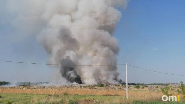 В Калачинском районе в жару загорелась городская свалка