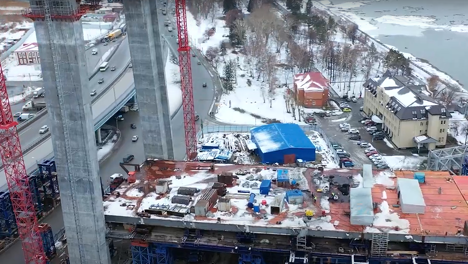 Строительство четвёртого моста в Новосибирске запечатлели с квадрокоптера