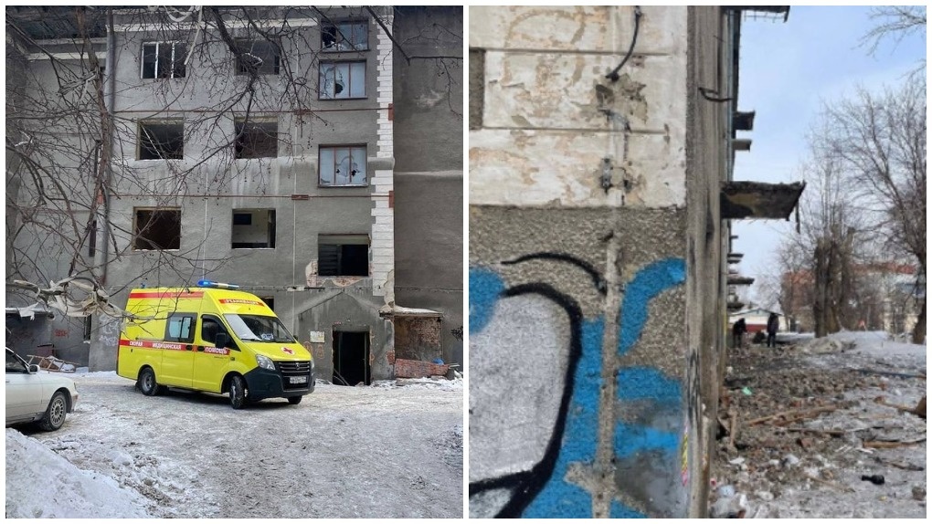 В аварийном доме в Новосибирске балкон рухнул вместе с человеком