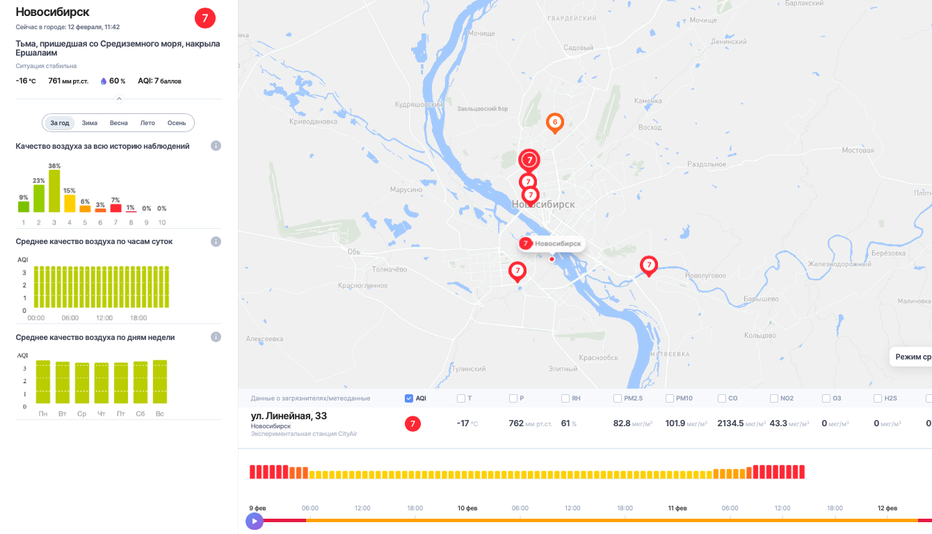 Новосибирск над уровнем моря