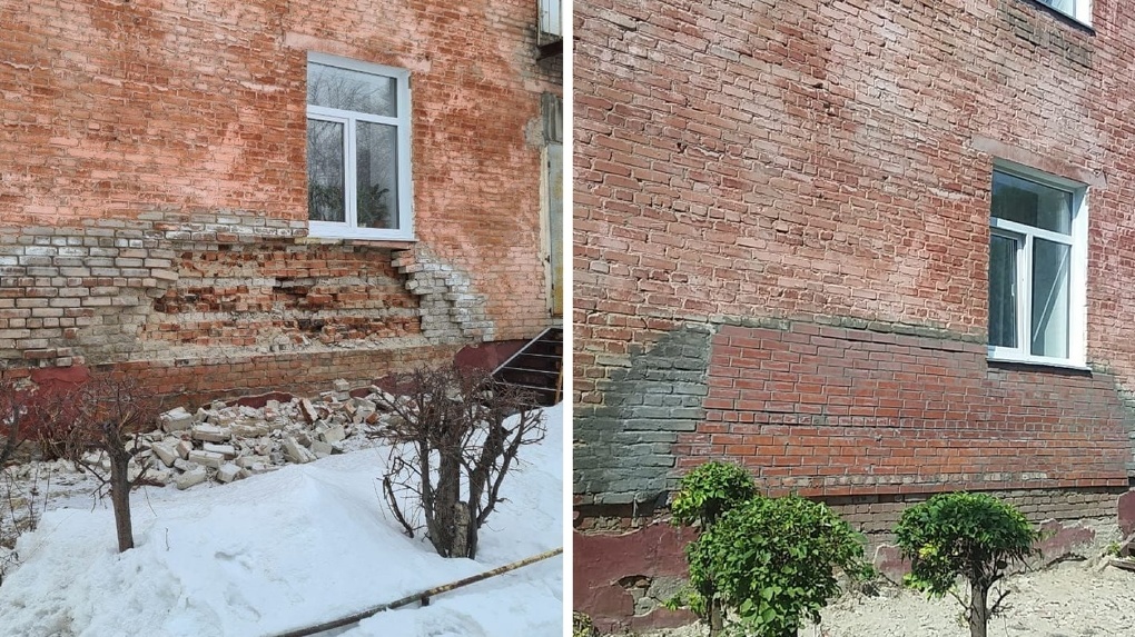 Разрушающуюся стену детского сада отремонтировали только после вмешательства прокуратуры